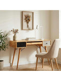 Burotisch aus massivem Mangoholz 110 x 55 x 76 cm mit Schublade und Stauraum in Braun