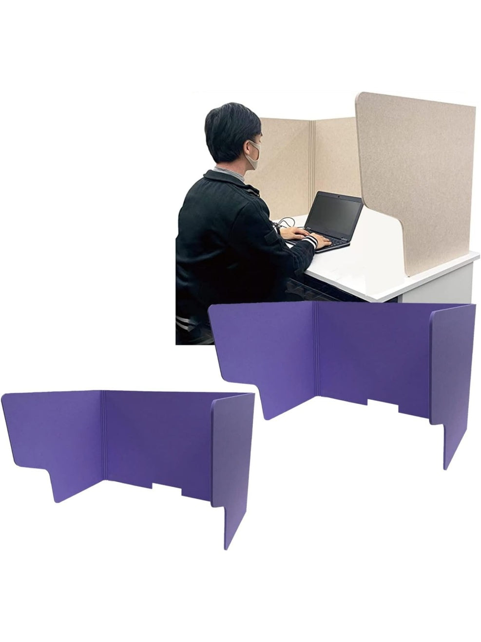 Freistehende Schreibtisch Trennwand mit schallabsorbierendem Design zur Gerauschreduzierung im Buro Klassenzimmer und Homeoffice im Zweierset