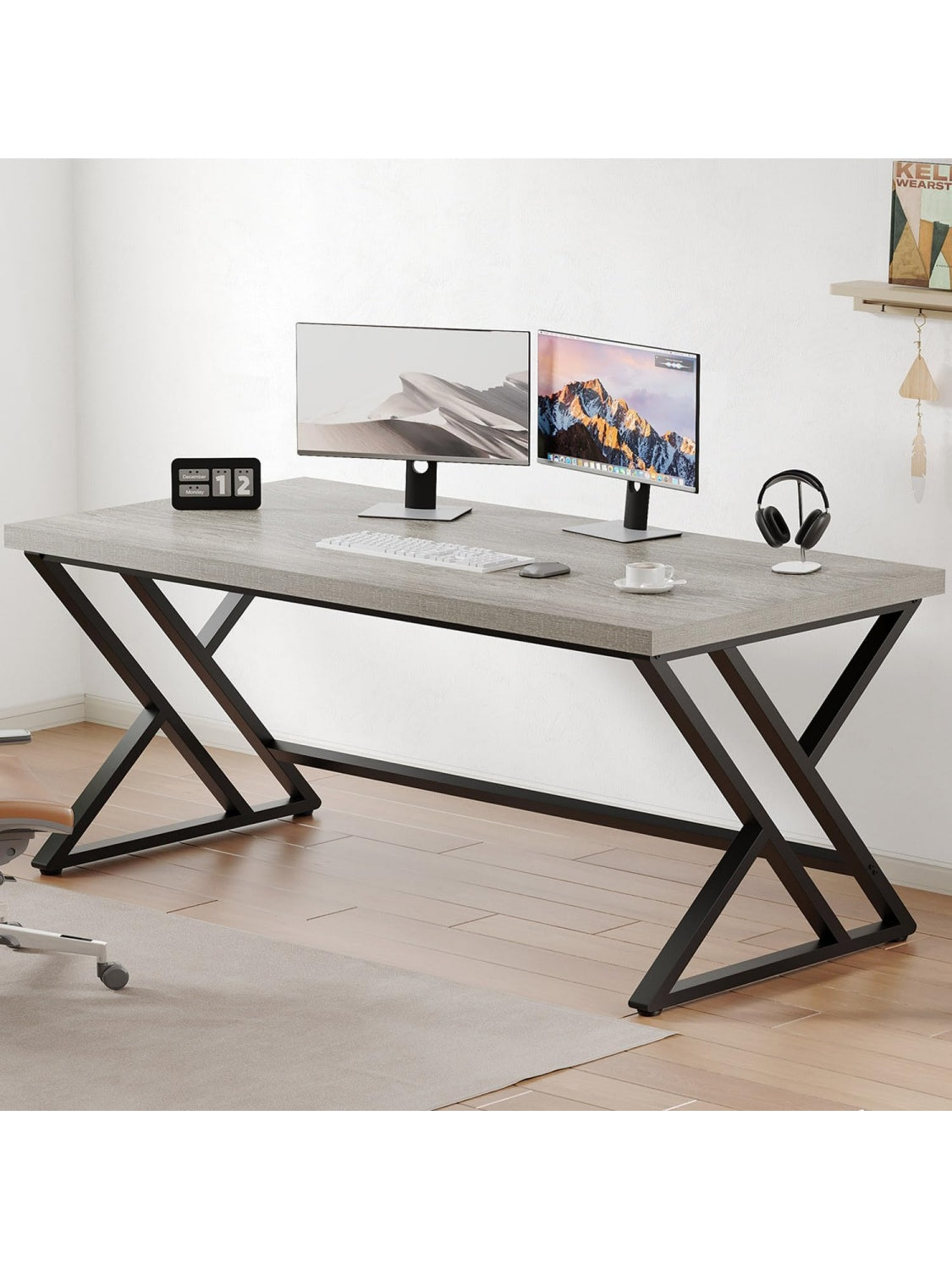 Computertisch im Industrie Design 152 cm in Grau fur Homeoffice Buro und Arbeitszimmer