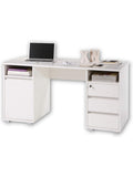 Schreibtisch mit Schubladen und offenen Ablagefachern 145 x 74 x 65 cm in Weiss fur Homeoffice und Arbeitszimmer