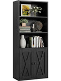 Bucherregal mit zwei Turen funf Ebenen und Industrie Design in Schwarz