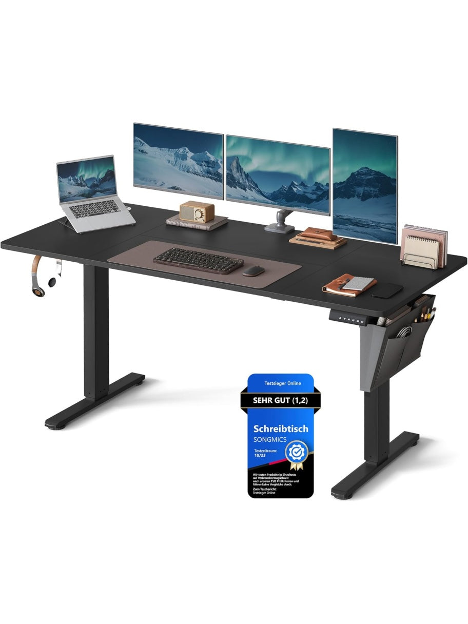 Elektrischer Schreibtisch 160 x 70 cm mit Memory Funktion und stufenloser Hohenverstellung