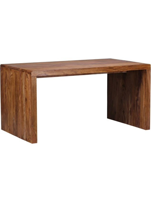 Massivholz Schreibtisch 160 cm aus Sheesham mit Ablage im Landhausstil