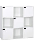 Bucherregal mit neun Fachern und funf Turen in Weiss