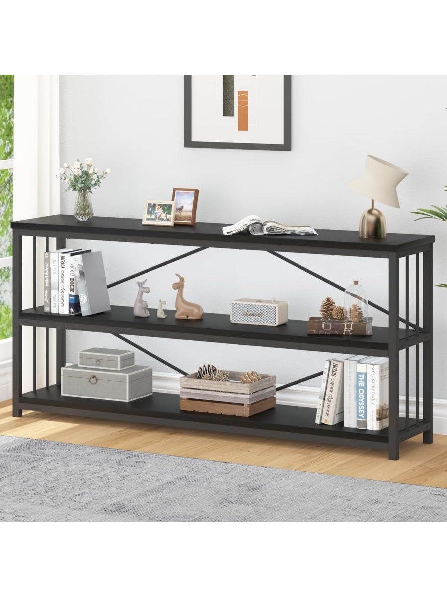 Offenes Bucherregal 160 cm im Vintage Design in Schwarz