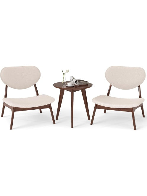 Loungesessel Set mit zwei Sesseln und Beistelltisch in Beige